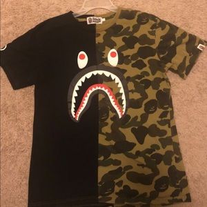 BAPE size small T shirt half camo half black